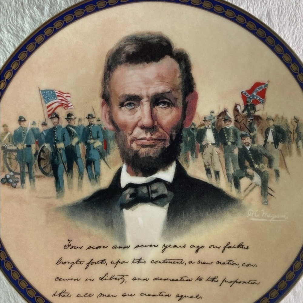 Abraham Lincoln Commemorative Collector Plate - Patriotic Portrait